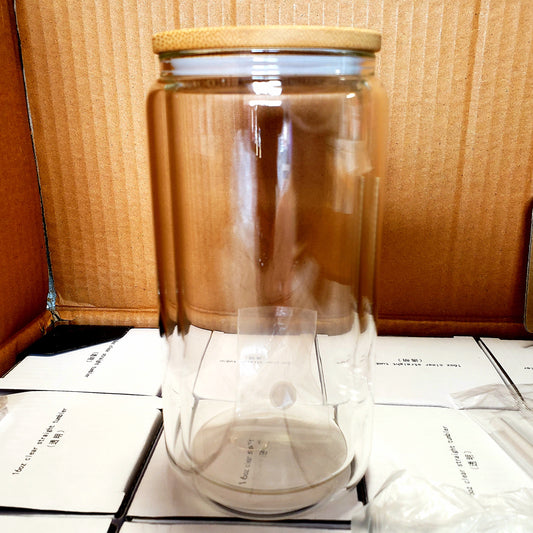 16oz Sublimation Glass Beer Snowglobe Tumbler with Bamboo Lid and Plastic Straw